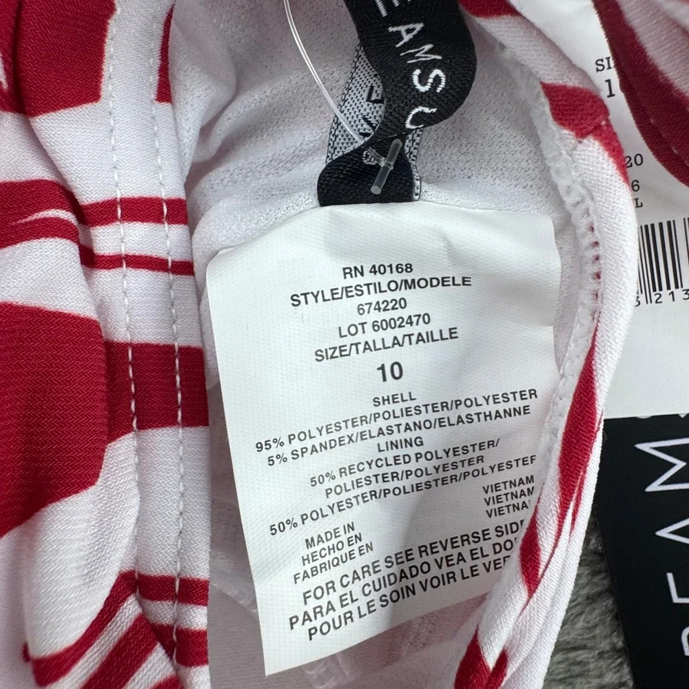 Dreamsuit by Miracle Brands Tankini Top‎ Womens 10 Red White NEW Tropical Palm
